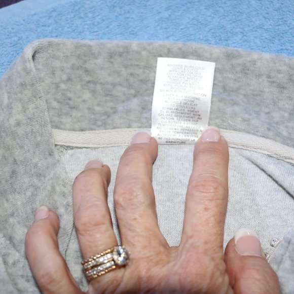 Women's Gray Velvet-Like Rhinestone Embellished Zippered Jacket- 1X - Picture 6 of 6